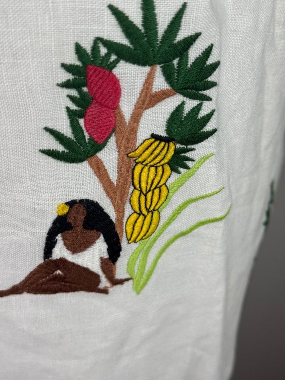 Farm Rio Bahia Girls Embroidered Tropical Midi Dress Size S NWT Linen Bananas - Picture 6 of 12